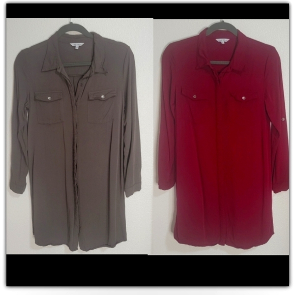 2 Naked Zebra button down long sleeve button down dresses/tunics size small - Picture 1 of 8